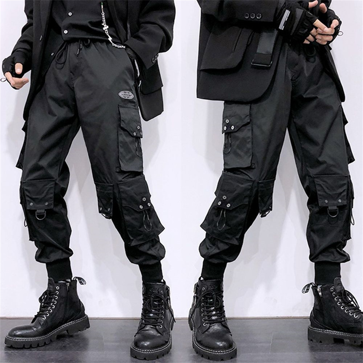 Women Shoes Joggers - Y2K クラシックデザイン マルチフラップポケット カーゴパンツ、メンズ ルーズフィット ドローストリング