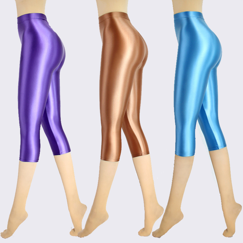 Women Shoes Joggers - サテンシルキースムーズな女性パンツセクシーなタイトなハイウエスト光沢パンツカプリパンツヨガスポーツジョガースウェットパンツ女性パンツボトムス