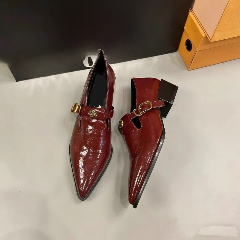 Pointed Toe Flat - 平底厚底ポインテッドトゥバックルローカットスタイリッシュ多用途快適滑り止め通気性レディースシングルシューズ