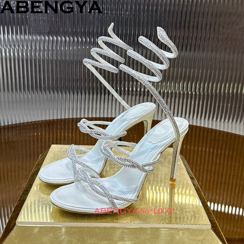 Women Shoes Sale - ホットセール ハイヒールサンダル レディース ラインストーン 足首を巻く スネーク