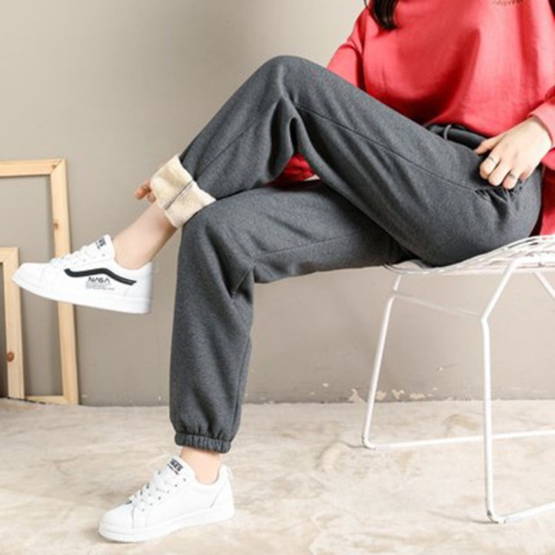 女性用ハイウエストフリース裏地ジョガーパンツ、ドローストリン - Women Shoes Joggers のレビューと価格
