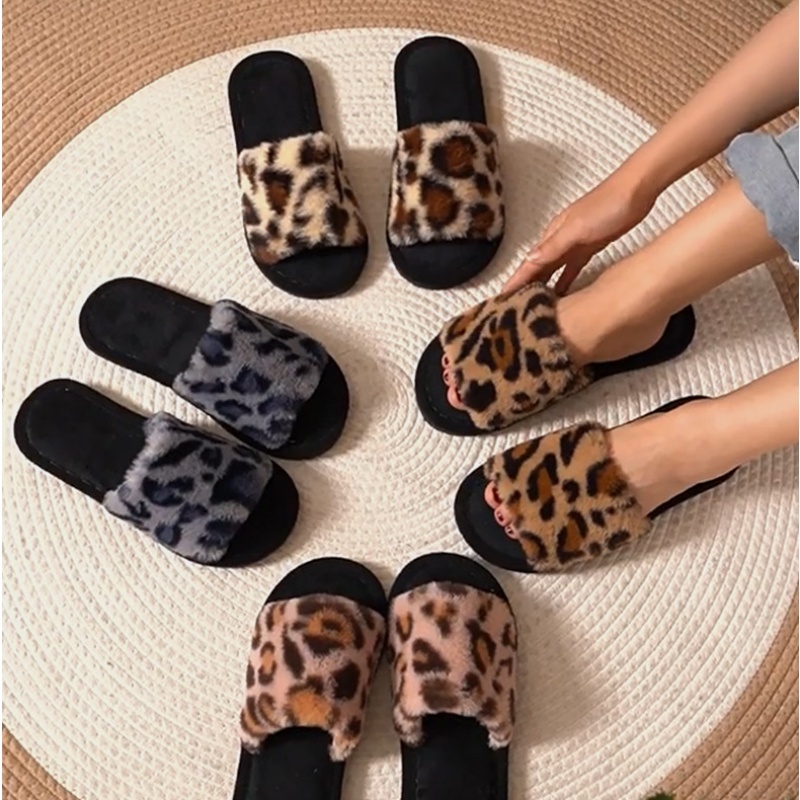 2025年冬用 暖かいふわふわのレオパード柄スリッパ レディ - Women'S Shoes For Fall のレビューと価格