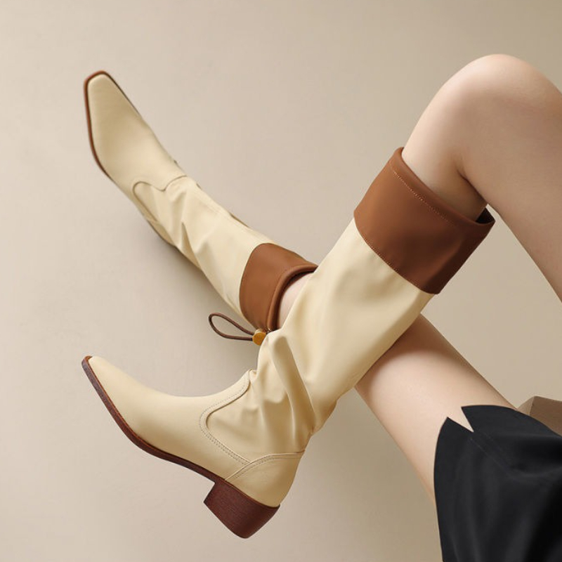 アプリコットスクエアトゥレディースロングブーツ防水ファッショ - Women'S Shoes Trending 2025 のレビューと価格