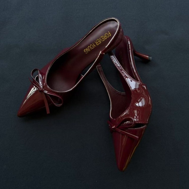 女性ポインテッドトゥサンダルスリングバックヒールボウディテー - Pointed Toe Flat のレビューと価格